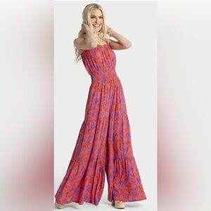 Jessica Simpson pink floral viral jumpsuit sold out small removable straps